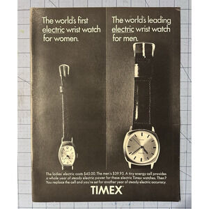 1966 Timex Vintage Print Ad Electric Wrist Watch Battery Men Women Timepieces